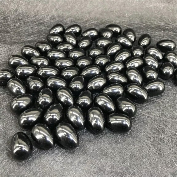 MATROOY 50pcs Natural Obsidian Stone Egg Crystal Skull Carved Healing Gem Reiki No hole