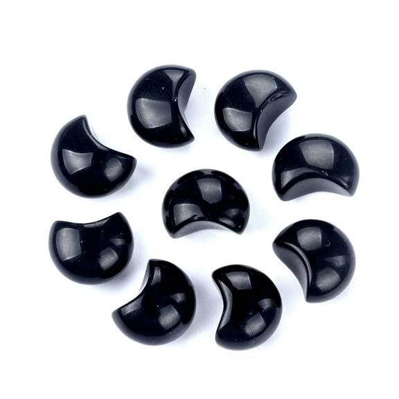 MATROOY 50pcs Natural Obsidian Stone Moon Carved Crystal Healing Wholesale No Hole