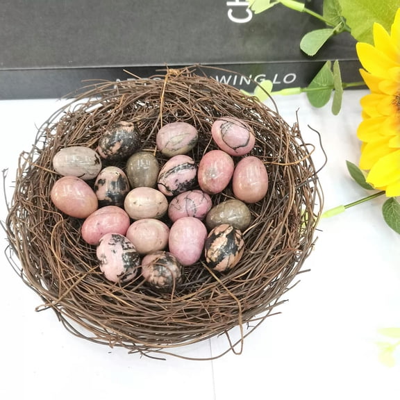 MATROOY 50pcs Natural Rhodochrosite Stone Egg Rock Original Stone Ornament
