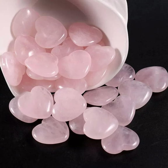 MATROOY 50pcs Natural Rose Quartz Crystal Heart Gemstone Chakra Reiki Healing 20x6mm