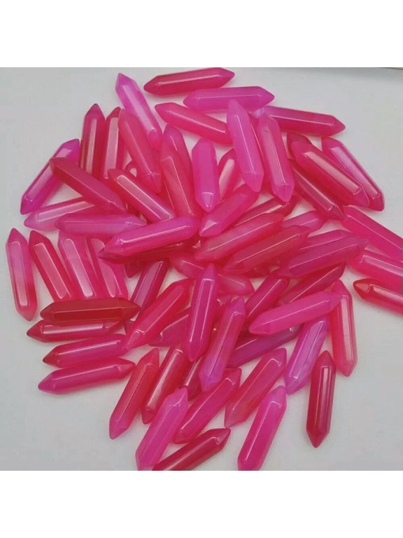 50pcs Natural Rose Red Stone Hexagonal Pointed Pendant Healing Reiki No Hole