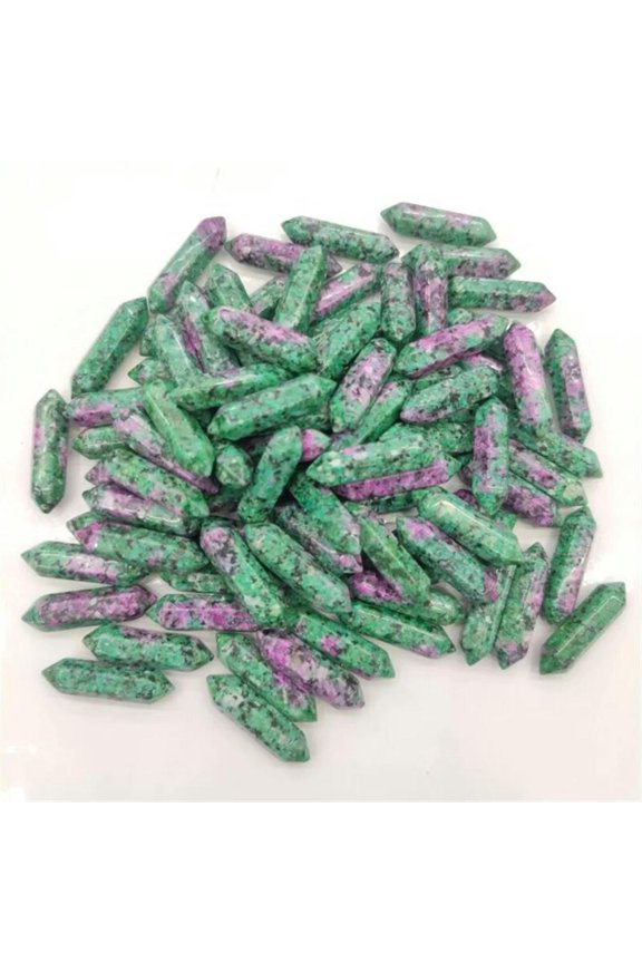 50pcs Natural Ruby In Fuchsit Stone Hexagonal Pointed Pendant Healing No Hole