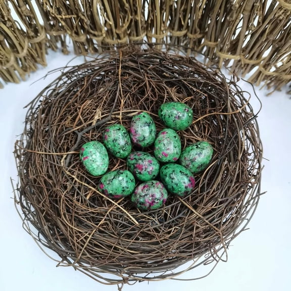 MATROOY 50pcs Natural Ruby In Fuchsite Stone Egg Rock Original Stone Ornament