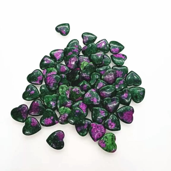 MATROOY 50pcs Natural Ruby In Fuchsite Stone Healing Heart Gemstone Home Decor 20x6mm