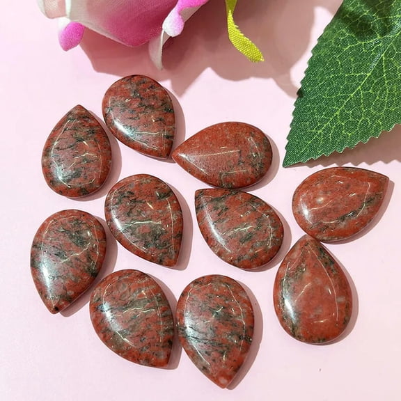 MATROOY 50pcs Natural Sesame Stone Healing Water Drop Gemstone for Home Decor 24x17mm