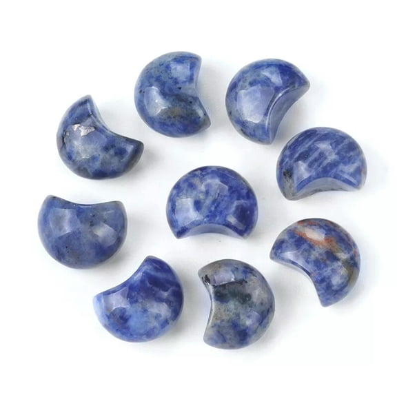 MATROOY 50pcs Natural Sodalite Stone Moon Carved Crystal Healing Wholesale No Hole
