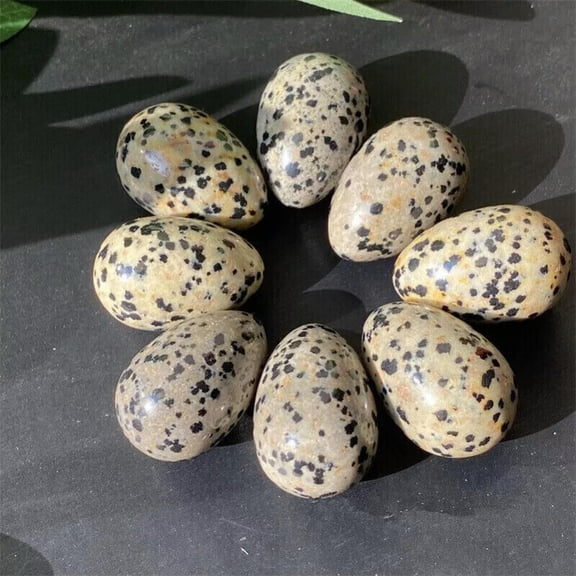 MATROOY 50pcs Natural Speckled Stone Egg Crystal Skull Carved Healing Gem Reiki No hole