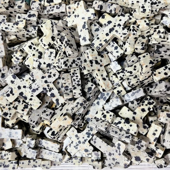 MATROOY 50pcs Natural Spotted Stone Healing Crystal Cross Gemstone Home Decor 18x25mm