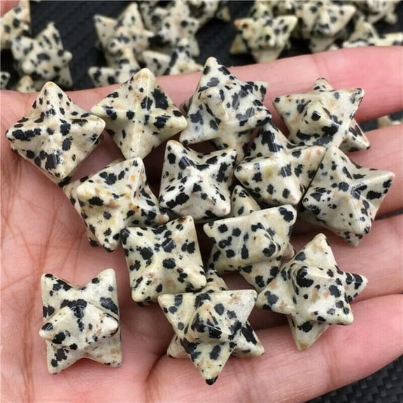 MATROOY 50pcs Natural Spotted Stone Mini Merkaba Star Carved Crystal Skull Reiki Healing
