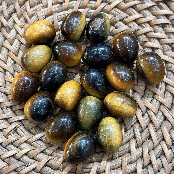 MATROOY 50pcs Natural Tiger Eye Stone Crystal Egg Rock Original Stone Ornament