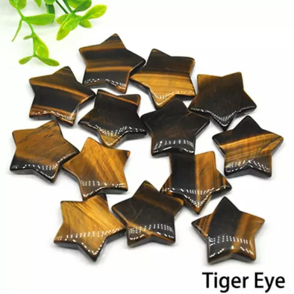 MATROOY 50pcs Natural Tiger Eye Stone Star Crystal Gemstone Chakra Healing Stone 20mm