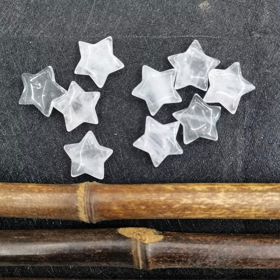 MATROOY 50pcs Natural White Crystal Stone Healing Star Gemstone for Home Decor 20x6mm