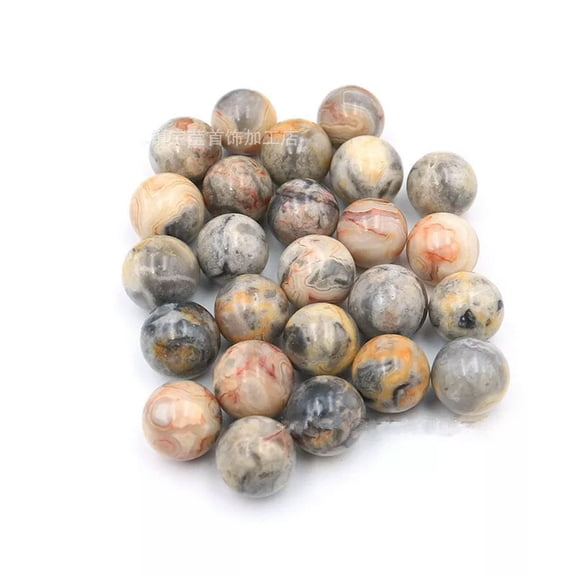 MATROOY 50pcs Natural Yellow Crazy Agate Stone Round Ball Shape No Hole 14mm Beads