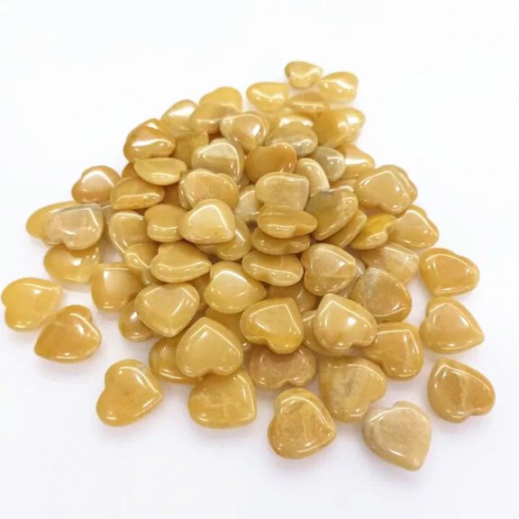 MATROOY 50pcs Natural Yellow Jade Stone Healing Heart Gemstone for Home Decor 20x6mm