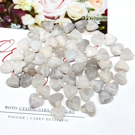 MATROOY 50pcs Small Natural White Crazy Agate Stone Healing Heart for Home Decor 12x6mm