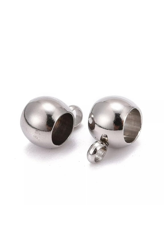50pcs Stainless Steel Rondelle Hanger Links Bail Beads fit European Chains