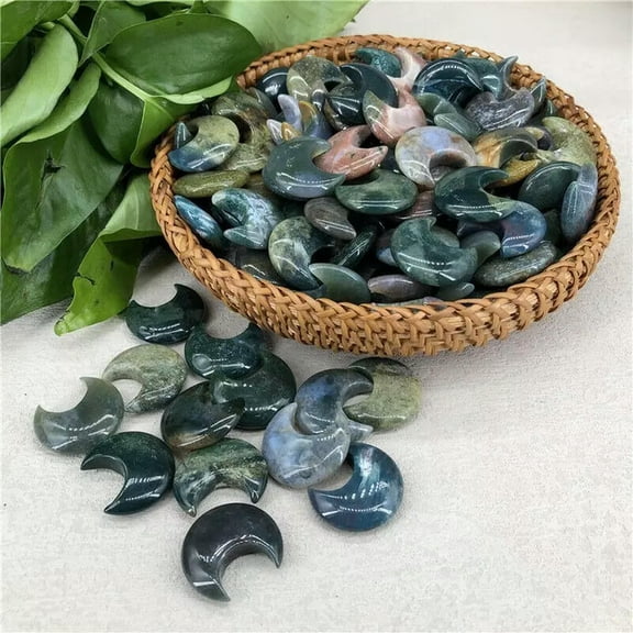 MATROOY 50pcs Wholesale Natural Indian agate Moon Quartz Crystal Skull Reiki Healing 1"