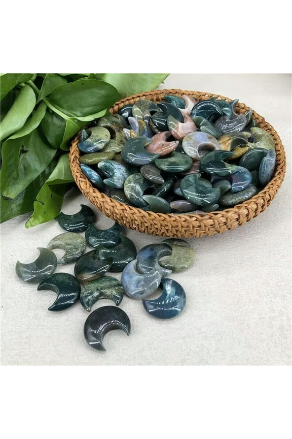 50pcs Wholesale Natural Indian agate Moon Quartz Crystal Skull Reiki Healing 1"