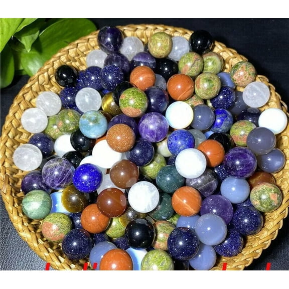 MATROOY 50pcs Wholesale Natural Mixture Ball Quartz Crystal Sphere Gem Palm Stone 15mm