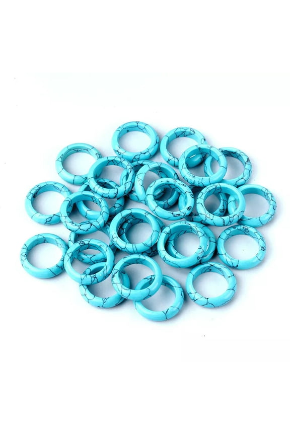 50pcs Wholesale Ring Jewelry Artificial Turquoise Stone Gemstone Rings Lots Blue