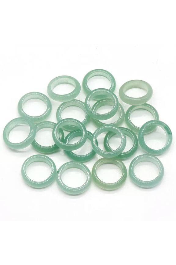 50pcs Wholesale Ring Jewelry Natural Green Aventurine Stone Gemstone Rings Lots