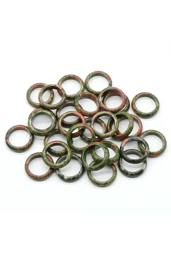 50pcs Wholesale Ring Jewelry Natural Unakite Stone Gemstone Rings Lots