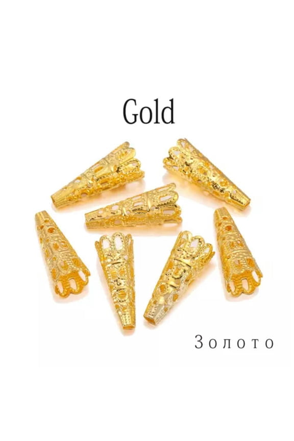 50pcs/lot 23*8mm Bugle Cone Bead Caps Crystal Pendulum Pendant End Cap for DIY-Gold