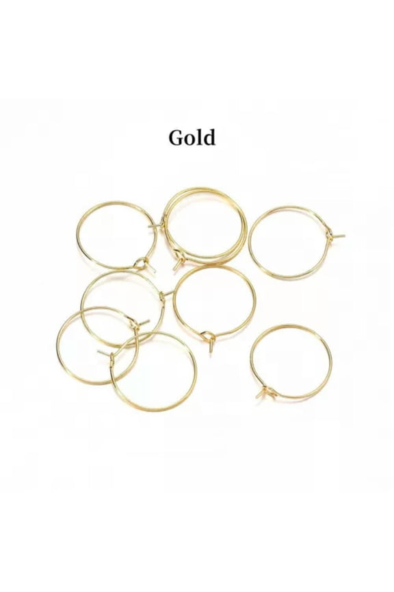 50pcs/lot KC Gold Hoops Earrings Big Circle Ear Wire Hoops Earrings DIY Wires-Gold-40mm
