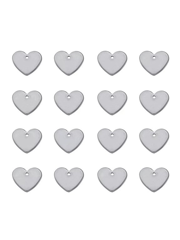 50x Heart Shape 304 Stainless Steel Blank Stamping Tag Charms 12x11mm