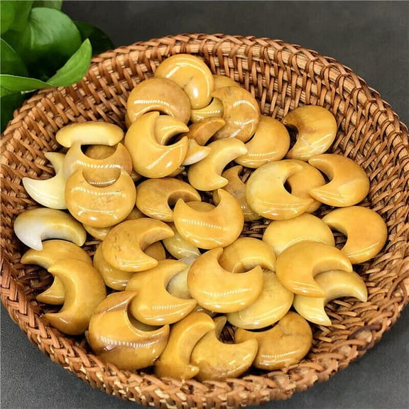 MATROOY 50x Wholesale Natural Yellow Jade Stone Moon Carved Skull Reiki Gems Healing