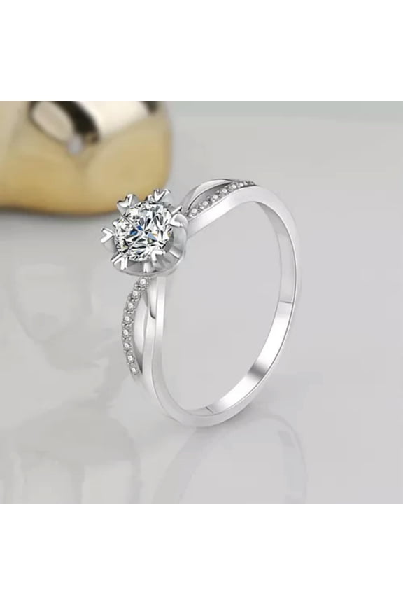 5MM Zircon Inlay 925 Silver Snowflake Ring Women Wedding Rings Jewelry-5