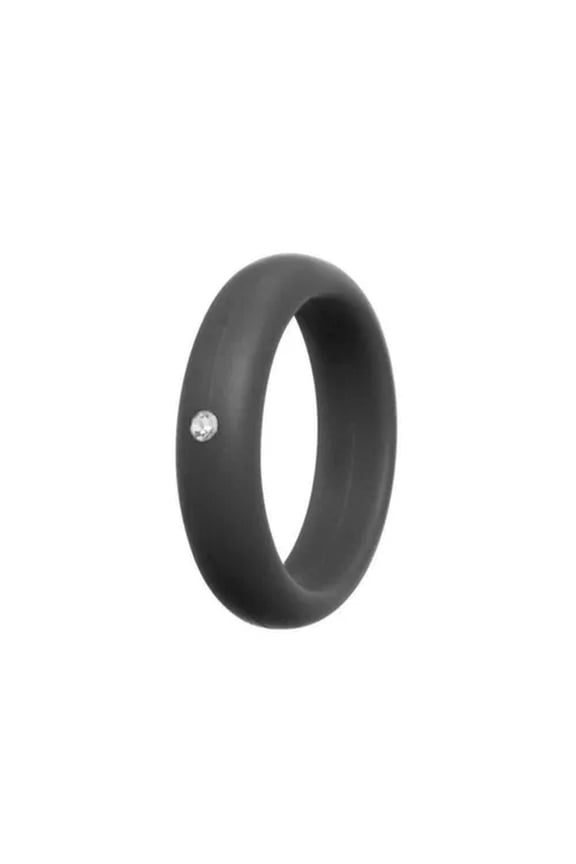 - 5PC Silicone Ring Finger Rings Band Women Rhinestone Rings Rubber Rings Sports-dark grey-9-5PC
