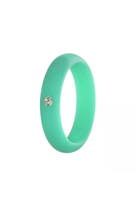 - 5PC Silicone Ring Finger Rings Band Women Rhinestone Rings Rubber Rings Sports-green-9-5PC