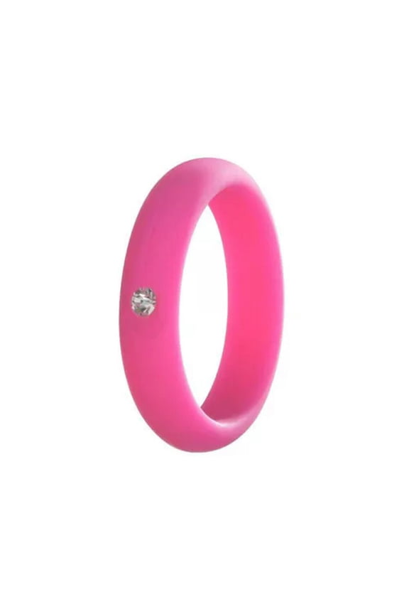 - 5PC Silicone Ring Finger Rings Band Women Rhinestone Rings Rubber Rings Sports-rose red-4-5PC