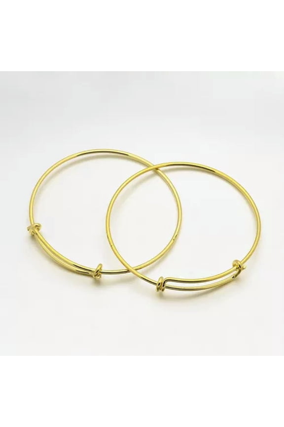 5PCS Adjustable Brass Bangles Jewelry Bracelet Making Multi-Colors 2-1/2"(64mm)-Golden
