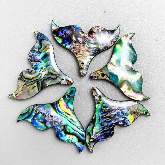 MATROOY 5PCS Natural Abalone Fish Tail Pendants of Pearl Shell for DIY Jewelry Making