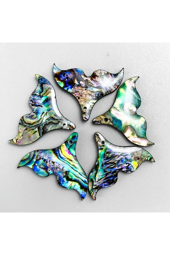 5PCS Natural Abalone Fish Tail Pendants of Pearl Shell for DIY Jewelry Making
