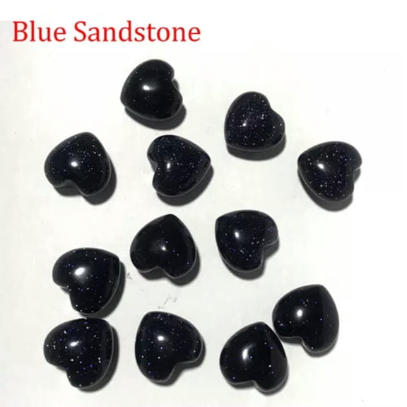 MATROOY 5PCS Natural Crystal Quartz Mini Puff Heart Pocket Palm Worry Stones Healing-Blue Sandstone