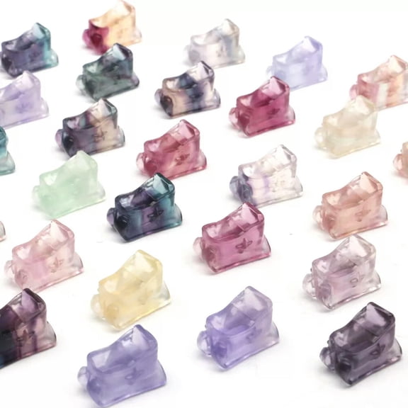 MATROOY 5PCS Natural Fluorite Sled Carved Gift Quartz Mini Crystal Skull Reiki Healing