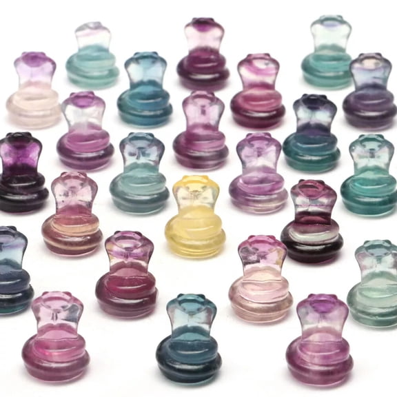 MATROOY 5PCS Natural Fluorite Snake Carved Quartz Mini Crystal Skull Reiki Healing