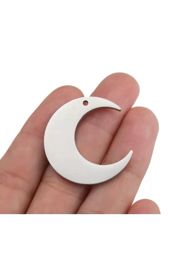 5Pcs Stainless Steel Crescent Moon Charms Lunar Face Pendants For Jewelry Making-29*31.1mm