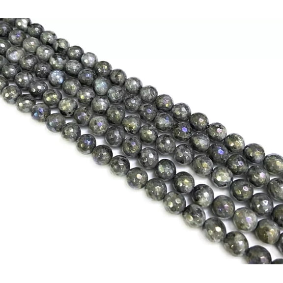 MATROOY 5Strands Electroplate Natural Labradorite Beads Round Faceted 8mm Loose Bead