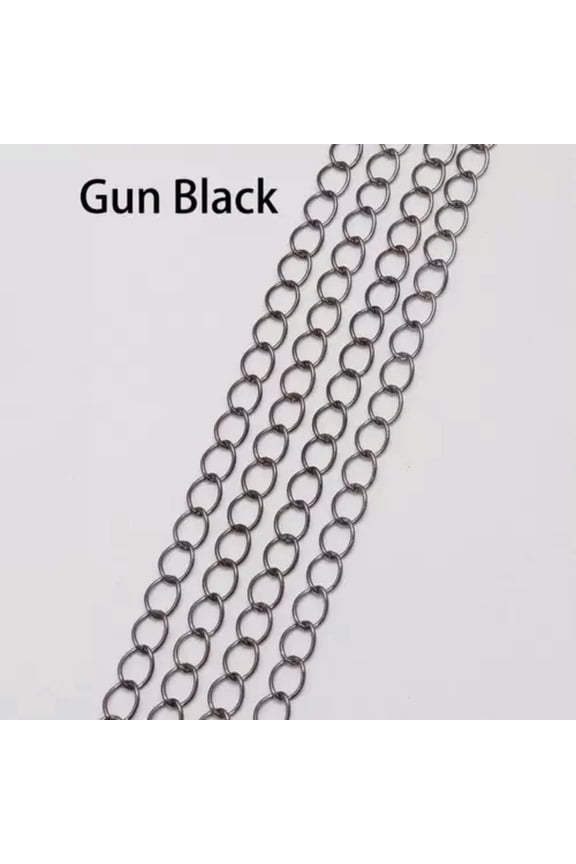 5m/lot Long Open Link Ring Extended Extension Necklace Chain Tail Extender Chain-Gun Black-4.8mm x 5m