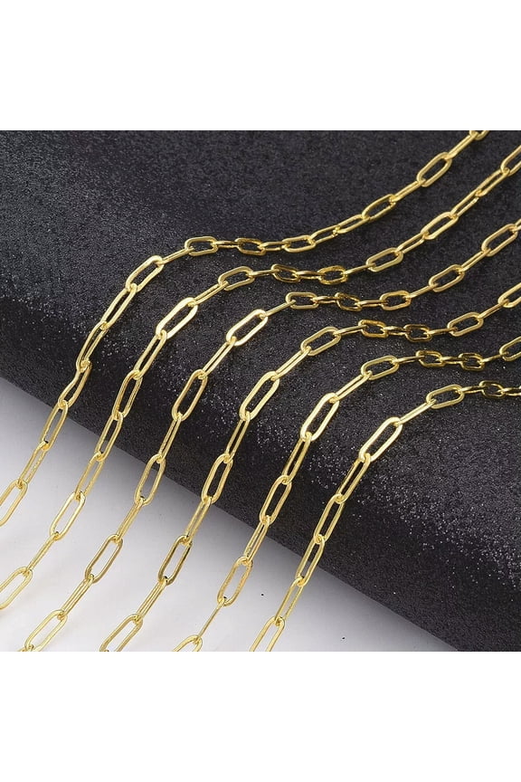 5m/roll Brass Paperclip Chains Flat Oval Cable Chains Soldered Golden 6x2.6mm