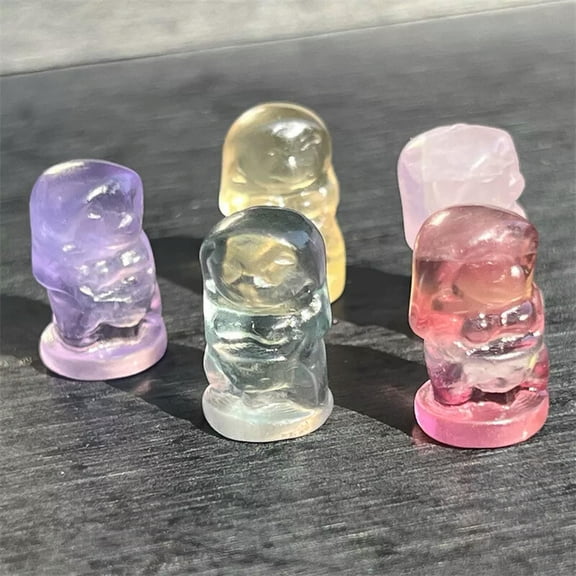 MATROOY 5pcs Natural Fluorite Mini Witch skull Quartz Crystal Skull Reiki Healing Gift