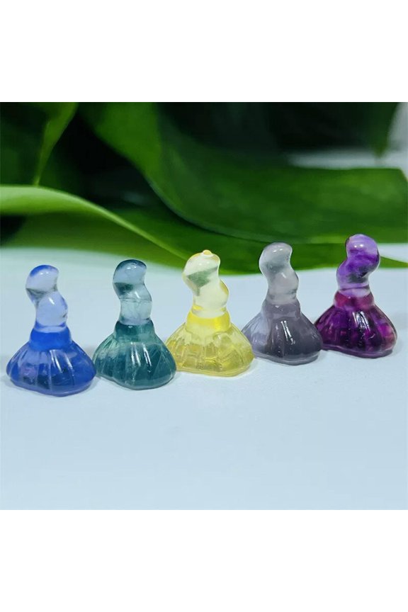 5pcs Natural Fluorite Mini Wizard broom skull Quartz Crystal carved Skull Gift