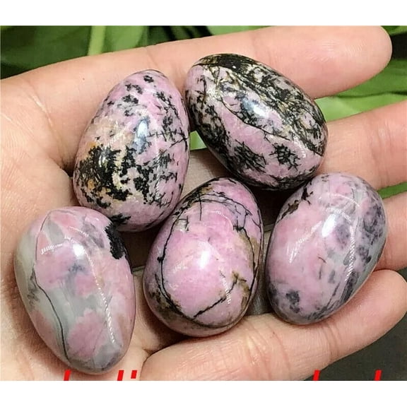 MATROOY 5pcs Natural Rhodonite Egg Quartz Crystal Skull Carved Skull Reiki Healing Gem