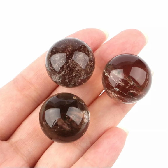 MATROOY 5pcs Natural Smoky Quartz Sphere Rainbow Crystal Ball Reiki Healing 18mm+