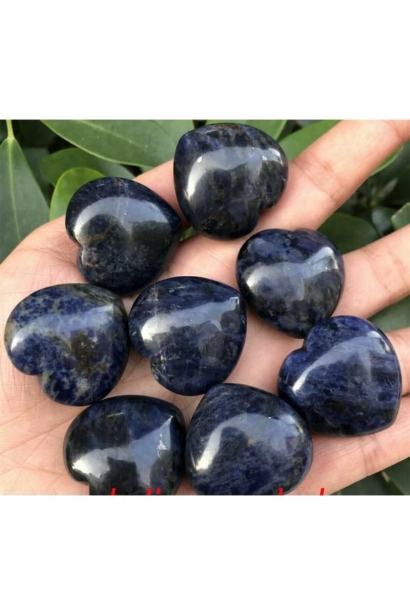 5pcs Natural Sodalite Heart Quartz Crystal Pendant Carved Decor Reiki Healing