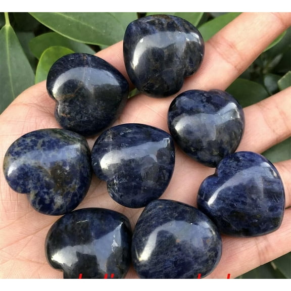 MATROOY 5pcs Natural Sodalite Heart Quartz Crystal Pendant Carved Decor Reiki Healing